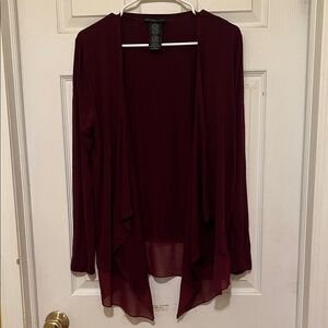 Burgundy Open Front Cardigan
